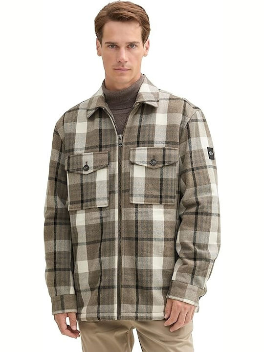 Tom Tailor Μακρυμάνικo Overshirt Καρό Beige