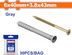 Wadfow Plastic Hammer-In Screw Anchor 6x40mm 3.8x43mm 30pcs Wxto911 Wadfow Plastic Hammer-In Screw Anchor 6x40mm 3.8x43mm 30pcs Wxto911