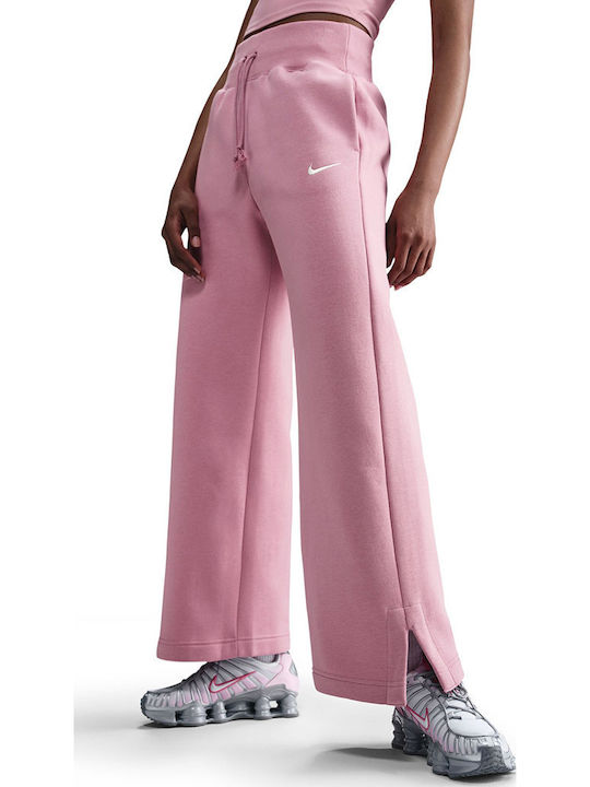 Nike High Waist Sweatpants Wide Fleece Pink DQ5615-699
