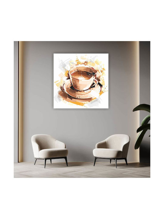 Coffee Frame Coffee Cup Gold Art 50x50