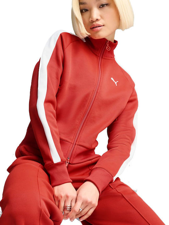 PUMA Μακριά Γυναικεία Ζακέτα με Φερμουάρ Κόκκινο