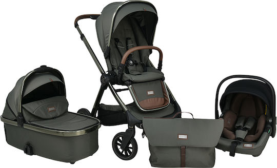 Bebe Stars Onyx Verstellbar 3 in 1 Baby Kinderwagen Geeignet für Neugeborene Olive