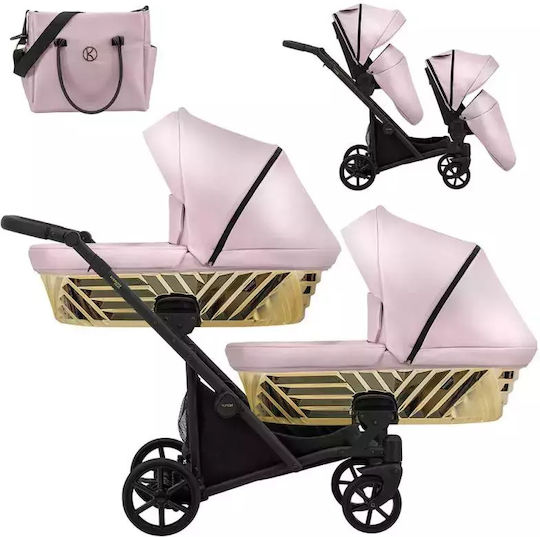 Kunert Ivento Duo Glam Ρυθμιζόμενο Καρότσι για Δίδυμα Kατάλληλο για Nεογέννητο Eco Pink Metalic / Black Frame 12.4kg