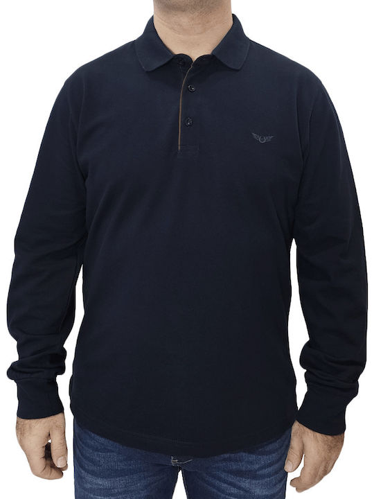 Side Effect Polo Long Sleeve Blouse Blue