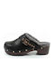Iconic Leather Mules with High Heel in Black Color