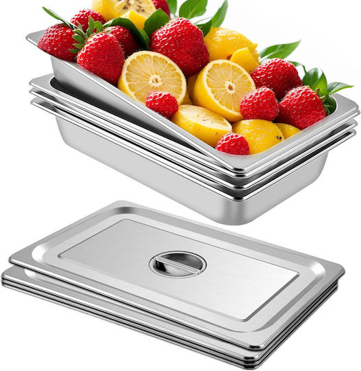Vevor Steam Table Pans 4 Pack 20.9 X 12.8 X 3.9 Inches Deep Full-Size Steam Table Pan 13L Food Container Stainless Steel Hotel Oven Tray Food Pans by Marmelada Steam Table Pan