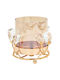 Metal Candle Holder Φ14x12 cm Gold Crystal Amber Glass Keskor 43086
