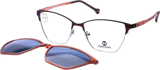 Eyecroxx 604 C3 Clip-On Damen Metallbrillen Schmetterling Grau Clip-On Sonnenbrille