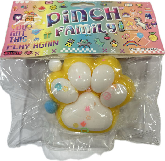 Antistress Quetschfamilie Squishy Bicolor Pfote Pon Pon & Strass 6cm Gelb