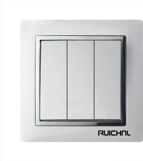 Recessed Wall Switch Triple Silver