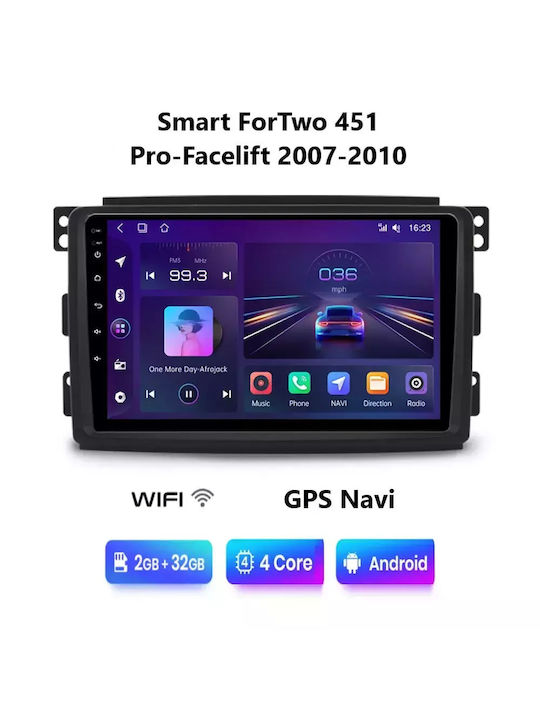 Car Audio System for Smart ForTwo 2007-2010 (Bluetooth/USB/WiFi/GPS/Apple-Carplay/Android-Auto) with Touch Screen 9"