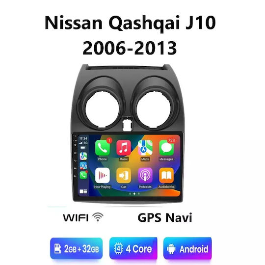 Car Audio System for Nissan Qashqai 2006-2013 (Bluetooth/USB/WiFi/GPS/Apple-Carplay/Android-Auto) with Touch Screen 9"