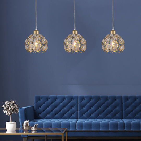 Agora Lighting Reglabil Lustră Auriu Calea ferată cu Dulie E27 65x65x90cm.