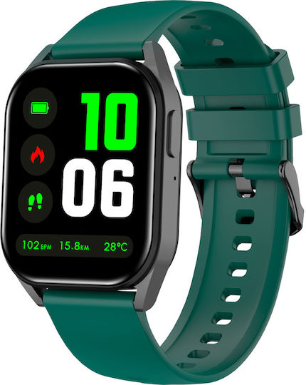 Canyon SW-58 Aluminium Wasserdicht Smartwatch mit Pulsmesser (Silver Green)