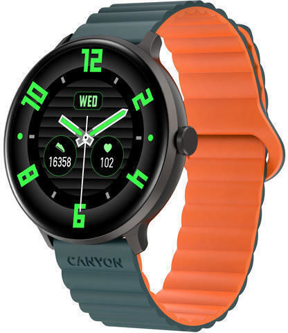 Canyon Jacky SW-69 44mm Водоустойчив Смарт Часовник с Пулсомер Зелен-Оранжев