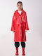 Wasserdicht Kinder Trenchcoat Lang mit Kapuze Rot