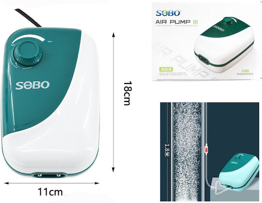 Aquarium-Luftpumpe mit Doppelanschluss 8W Sobo Aq-08 Sobo