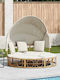 Pat Lounge Exterior Dom Cu Pernă Poly Rattan Crem 4108235