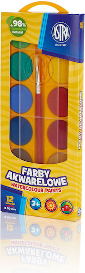 Astra Aquarellfarbenset Bunte mit Pinsel 12Stück