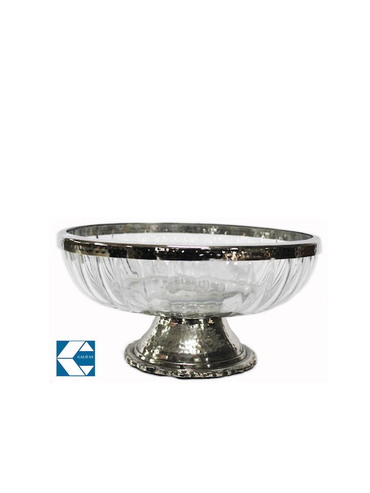 Decorative Glass Round Bowl with Silver Metal Base 26x13cm Galifas 8583719 Galifas