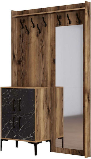 Berlin Entry Furniture with Shoe Rack Marble Effect Black-walnut 120x35x200cm