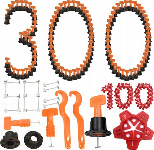 Система за нивелиране на плочки комплект 50 части X6 + 100 дистанционери + 50 допълнителни щифта