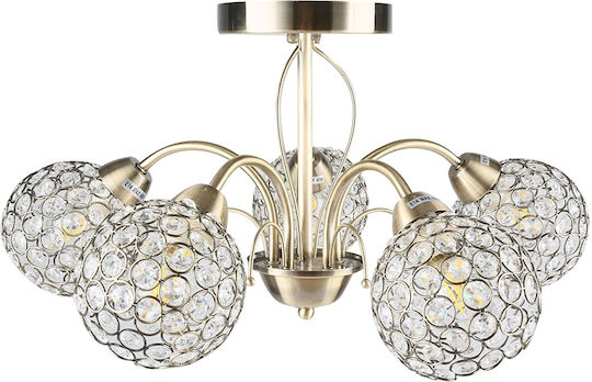 Agora Lighting Πλαφονιέρα Οροφής Χρυσή με Ντουί E14