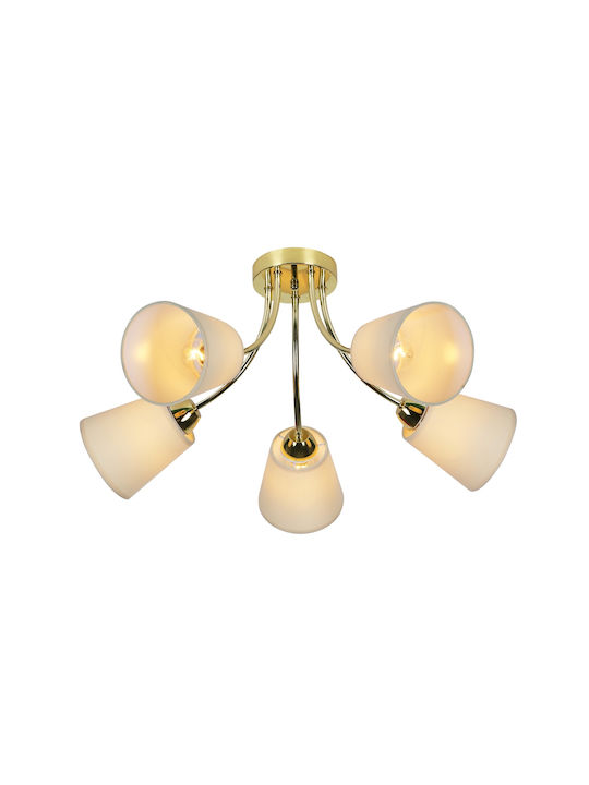 Agora Lighting Πλαφονιέρα Οροφής Χρυσή με Ντουί E27