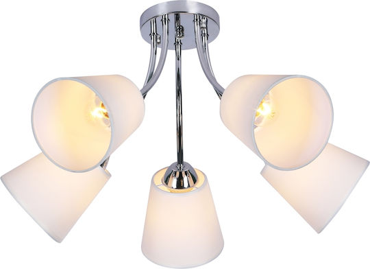 Agora Lighting Πλαφονιέρα Οροφής Ασημί με Ντουί E27