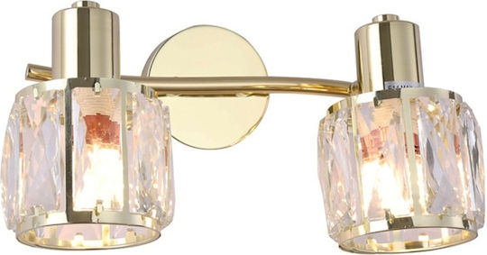 Agora Lighting Πλαφονιέρα Οροφής Χρυσή με Ντουί E14 με Κρύσταλλα