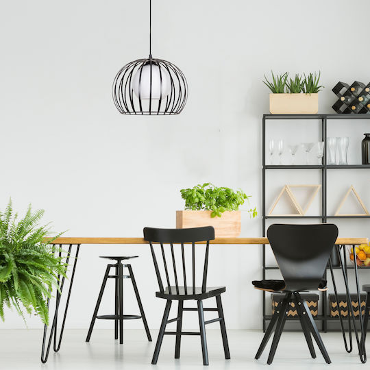 Agora Lighting Регулируема Висящо Осветително Тяло Черен Топка с Цокъл E27 28x29x110см.