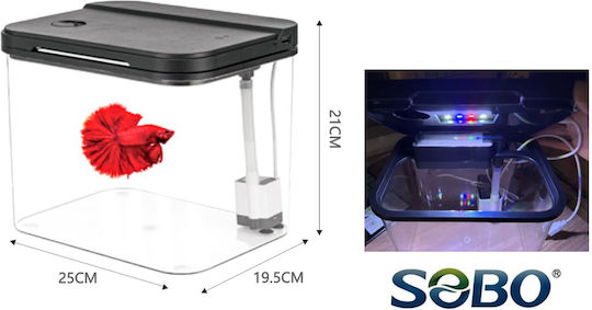 Sobo Fish Aquarium Capacity 6.5lt with 25x19.5x21cm
