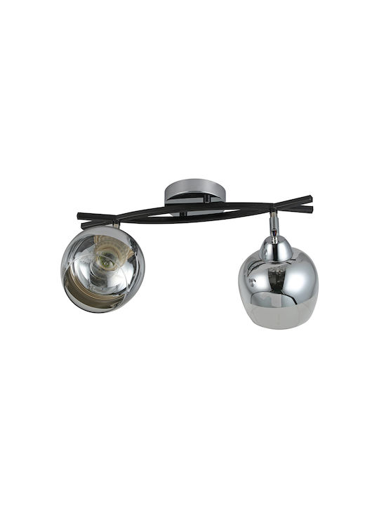 Agora Lighting Πλαφονιέρα Οροφής Chrome με Ντουί E27