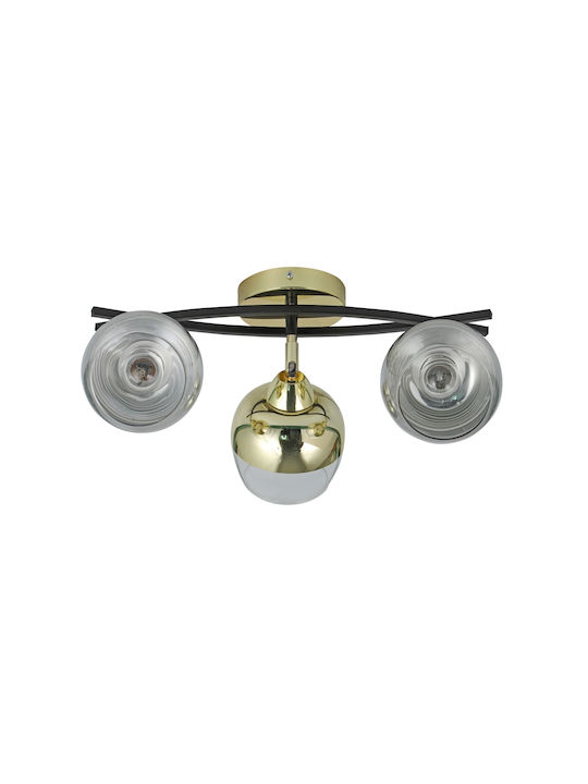 Agora Lighting Πλαφονιέρα Οροφής Χρυσή με Ντουί E27