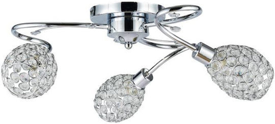 Agora Lighting Πλαφονιέρα Οροφής 59εκ. Ασημί με Ντουί E14