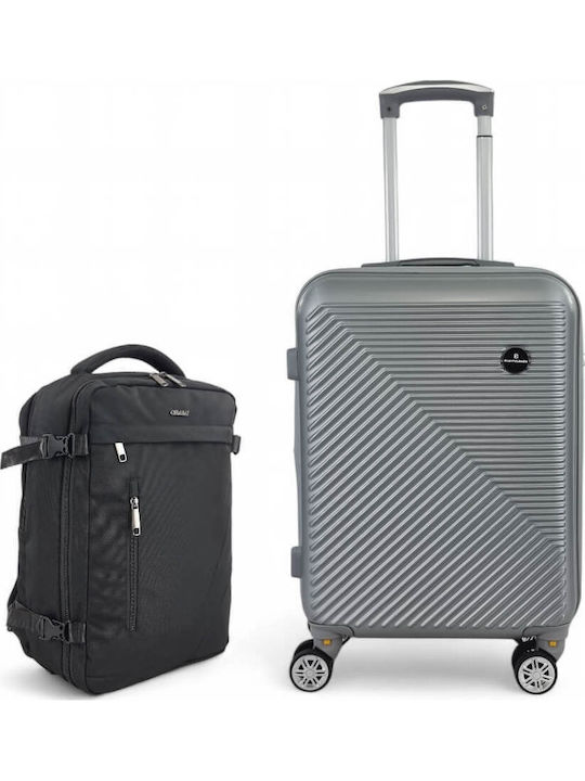 Playful Bags Reisekoffer Hartschalen Silver mit 4 Räder Set 2Stück & Rucksack