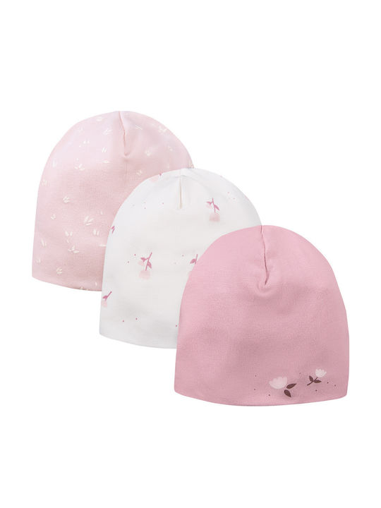 Kinder Mütze Set Stoff Rosa für Neugeborene