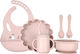 Queen Mother Queen Mother Baby & Kids Feeding Set Bunny Made of Silicone with Anti-Slip Base Pink 6 Pieces for 6+ Months