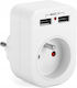 Montis Einzelne Steckdose mit 2 USB-A und Schalter