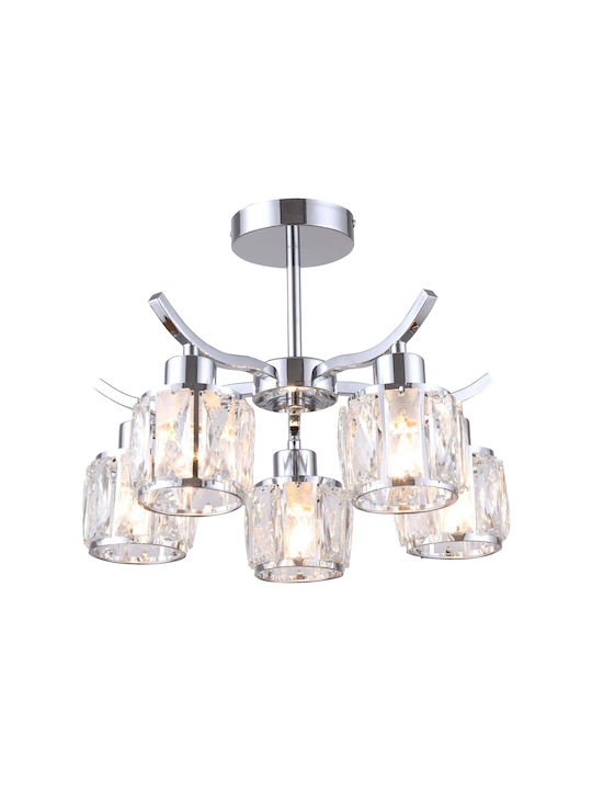 Agora Lighting Таванно осветление Сребрист с Фасунга E27 с Кристали