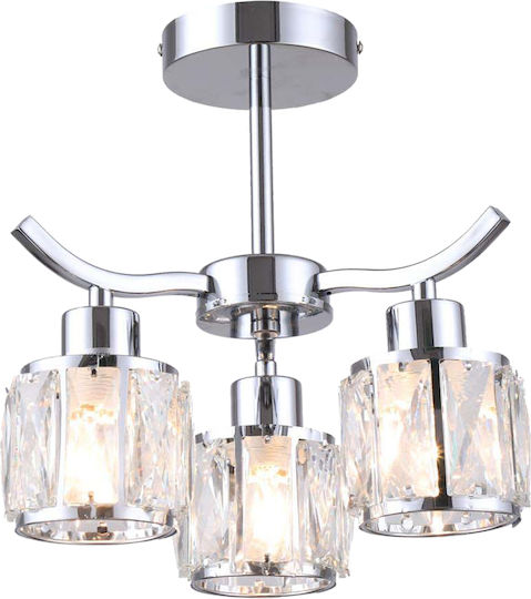 Agora Lighting Plafonieră de Tavan Argintiu cu Soclu E27 cu Cristale
