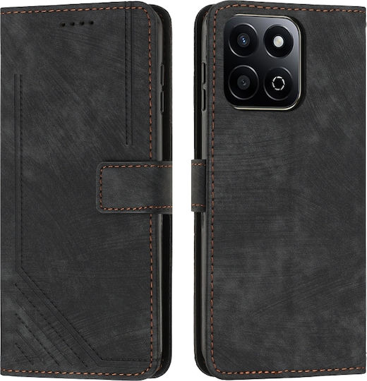 Brieftasche Leder / Silikon Schwarz (Honor X7c 4G)