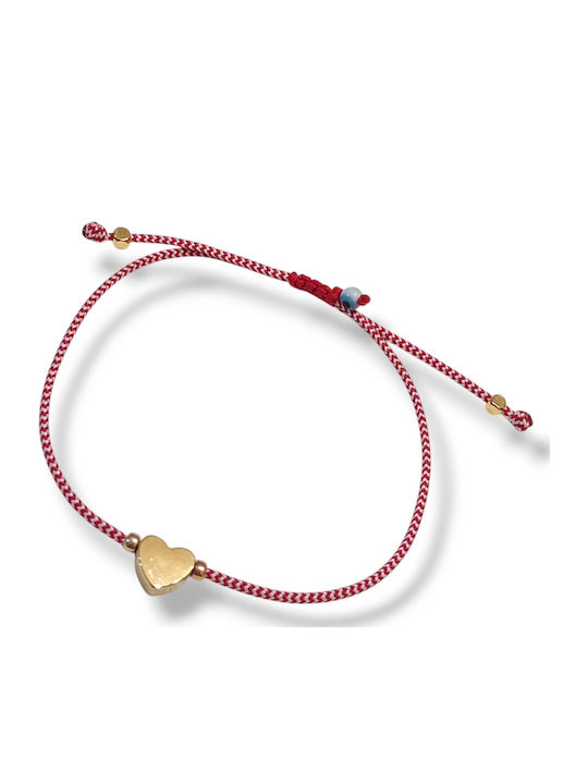 The Art of Beading Γυναικείο Βραχιόλι Μαρτάκι με σχέδιο Καρδιά από Ατσάλι Επιχρυσωμένο