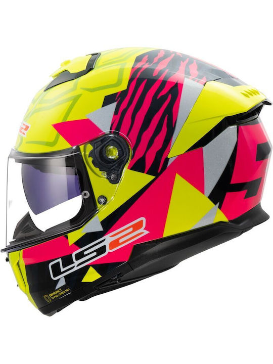 LS2 Stream II Tiger Gloss H-V Yellow / Pink Mot...