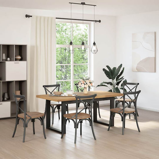 Τραπέζι Τραπεζαρίας από Μασίφ Ξύλο Καφέ 180x90x75εκ.