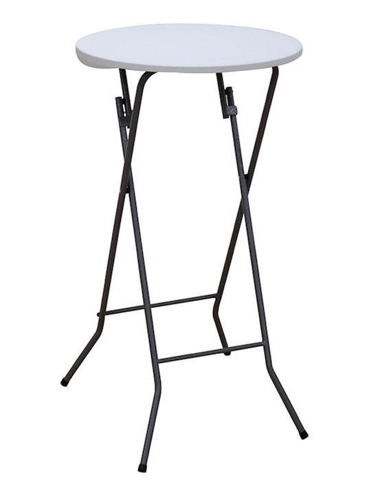 Outdoor Bar Foldable Table with Plastic Surface and Metal Frame White 61x61x110cm