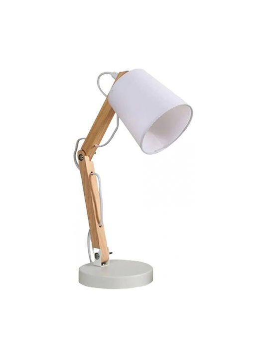 Lampă de masă lemn plastic alb H42x22x14cm