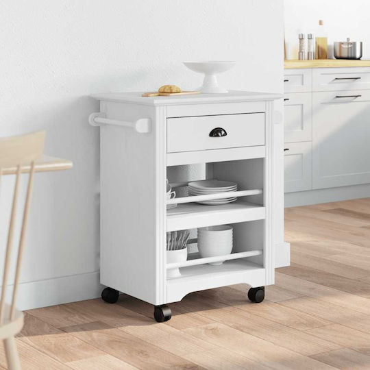 vidaXL Ραφιέρα Κουζίνας Ξύλινη 4 Θέσεων Λευκή 67.5x45x80cm