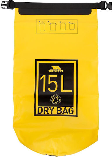 Trespass Sunrise Dry Bag Waterproof Backpack 15L Yellow