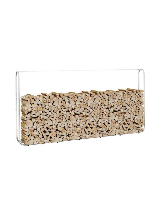 vidaXL Καυσόξυλων Inox Ράφι Αποθήκευσης Ξύλων 300x25x150cm Ασημί